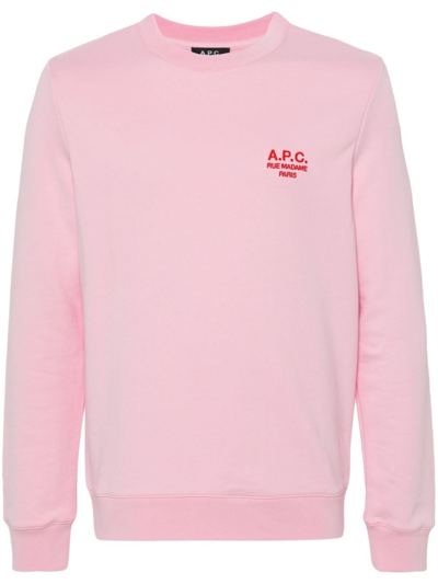 Apc Embroidered-logo Cotton Sweatshirt In Pink