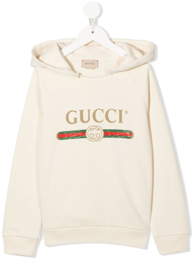 Gucci Kids' Felpa Con Logo  In White