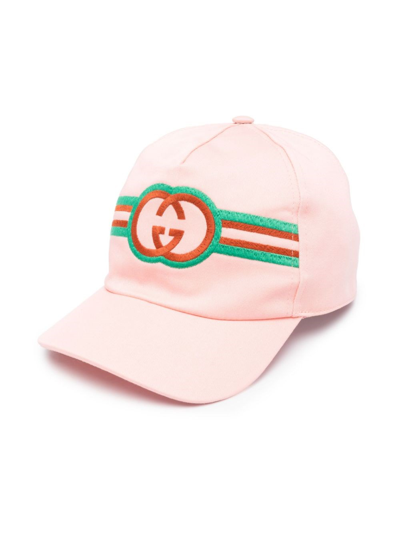 Gucci Kids' Logo-embroidered Cotton Baseball Cap In Pink