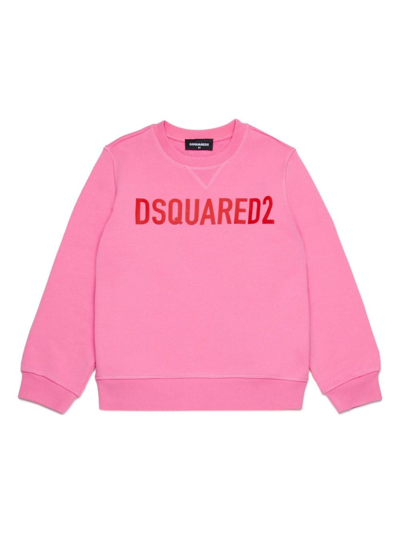 Dsquared2 Kids' Felpa Con Stampa In Pink