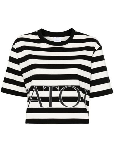 Patou Two-tone Cotton T-shirt In Black