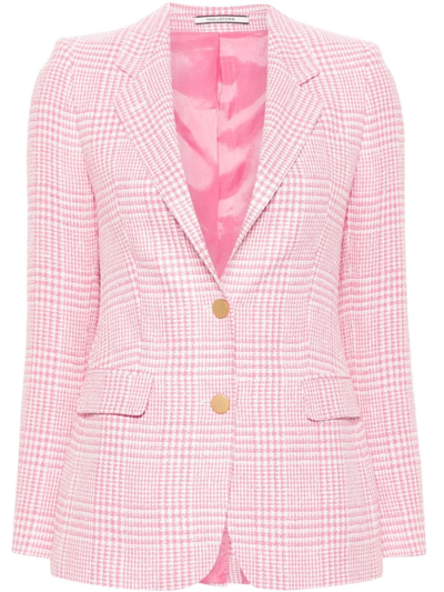 Tagliatore 格纹单排扣西装夹克 In Pink