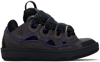 Lanvin Curb Sneakers In Black Suede And Leather In 1070 Black/purple