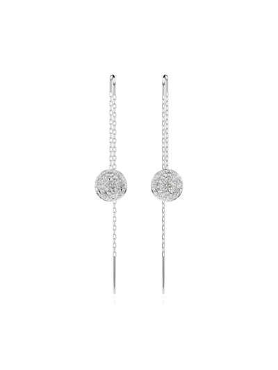 Swarovski Women's Meteora Crystal Threader Drop Earrings In White Gold