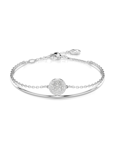 Swarovski White, Rhodium Plated Or Rose Gold-tone Meteora Bangle Bracelet In White Gold