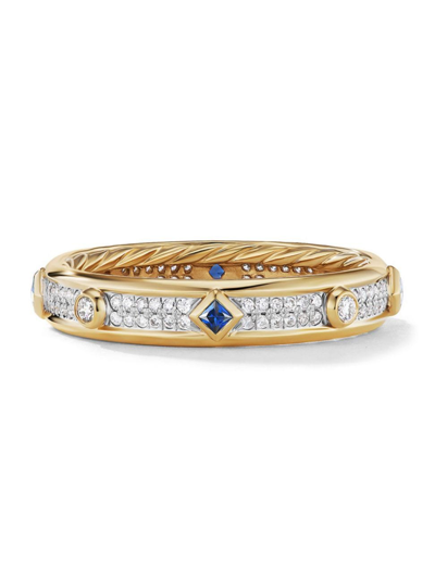 David Yurman Women's Modern Renaissance Band Ring In 18k Yellow Gold In Light Blue Sapphire
