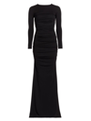 ALICE AND OLIVIA WOMEN'S KATHERINA CREWNECK LONG-SLEEVE GOWN