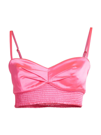 Cinq À Sept Nikola Satin Bralette Top In Electric Pink