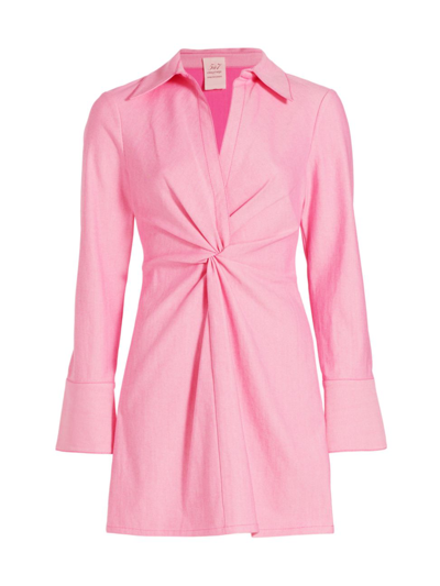 Cinq À Sept Mckenna Twist Front Long Sleeve Minidress In Light Electric Pink