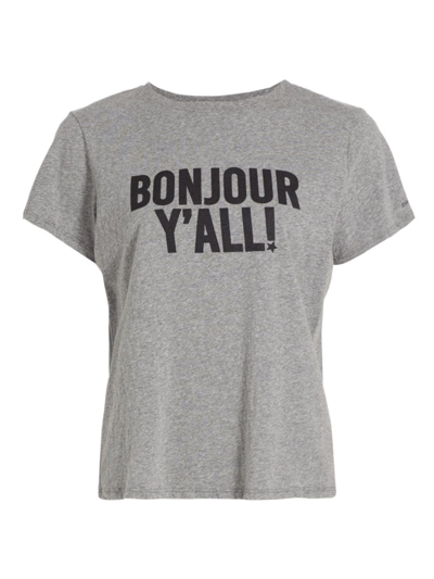 Cinq À Sept Women's Bonjour Y'all Graphic T-shirt In Heather Grey Black