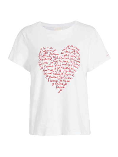 Cinq À Sept Je T'aime Heart Word Cloud Short-sleeve T-shirt In White Red