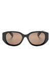 Chloé Logo-engraved Round-frame Sunglasses In Black
