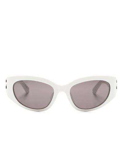 Balenciaga White Bossy Oval-frame Sunglasses