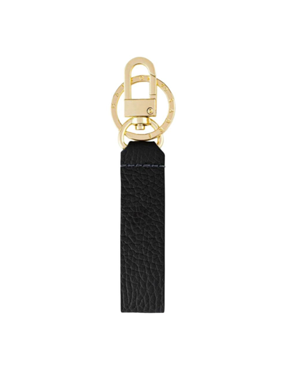 Maison De Sabre Men's Upcycled Leather Keychain In Black Caviar