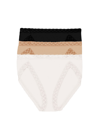 Natori Women's Bliss Cotton French Cut Brief 3 Pack In Black Cafe White