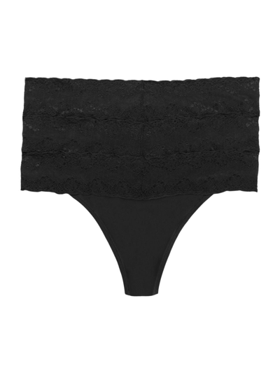 Natori Bliss Perfection Lace-trim Thong 3-pack 750092mp In Black