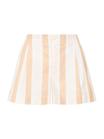 Staud Women's Zoey Striped Cotton Shorts In Sand Stripe