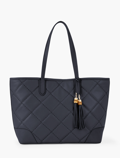 Talbots Quilted Leather Tote - Blue - 001