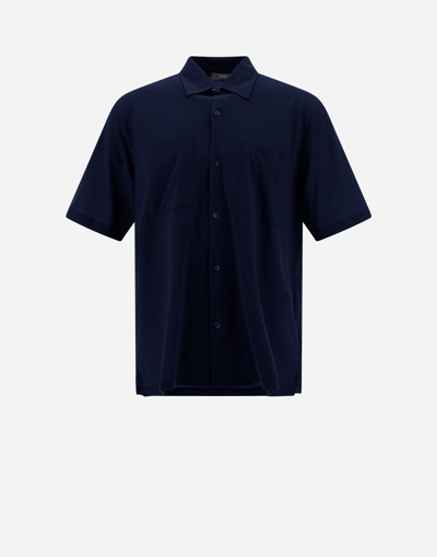 Herno Jersey Crepe Shirt In Navy Blue