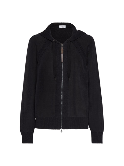 Brunello Cucinelli Cardigan Mit Kapuze In Black