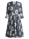 ROSSO35 WOMEN'S FLORAL LINEN BELTED MIDI-DRESS