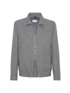 BRUNELLO CUCINELLI MEN'S LINEN, SILK, WOOL AND COTTON PRINCE OF WALES OUTERWEAR JACKET