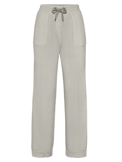 Brunello Cucinelli Women's Cotton English Rib Knit Trousers In Grey