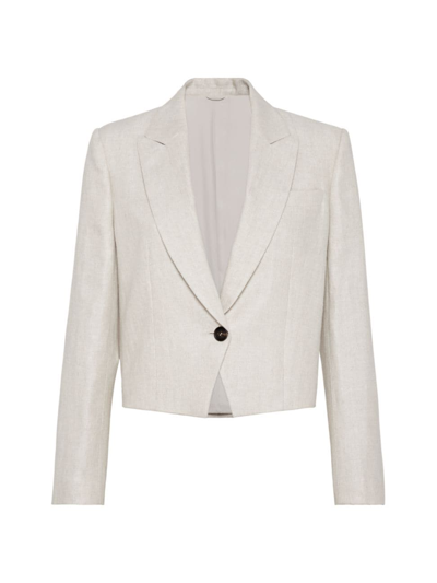 Brunello Cucinelli Cropped Linen Blazer In Panama