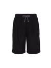 Brunello Cucinelli Men's Garment Dyed Bermuda Shorts In Black