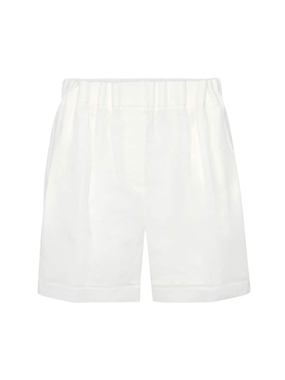 Brunello Cucinelli Women's Cotton Organza Gathered Waist Shorts In White