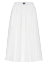 Brunello Cucinelli Women's Techno Cotton Poplin Skirt With Shimmering Buckle In White