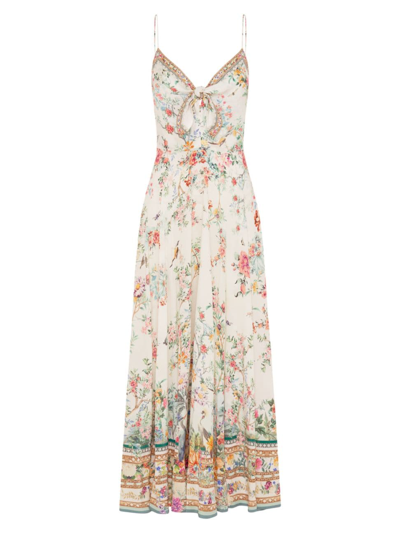 Camilla Plumes And Parterres Crystal Tie-front Maxi Dress