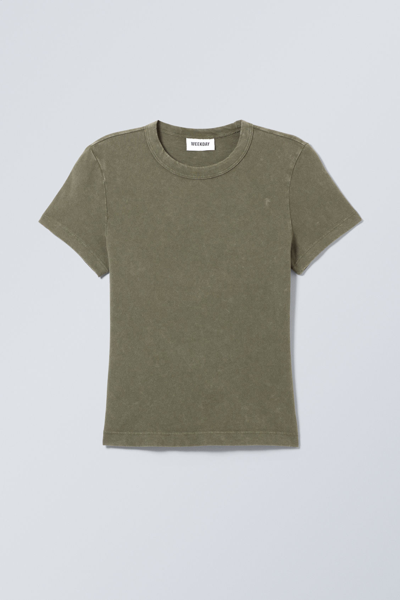 Weekday Washed Fitted T-shirt In Green