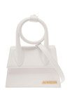 JACQUEMUS 'LE CHIQUITO NOEUD' WHITE CROSSBODY BAG WITH LOGO DETAIL IN LEATHER WOMAN