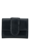 JACQUEMUS 'LE COMPACT BAMBINO' BLACK WALLET WITH MAGNETIC CLOSURE IN LEATHER WOMAN