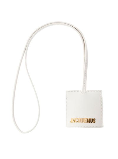 Jacquemus 'le Porte Cle Bagage' White Key-chain With Logo Lettering In Smooth Leather Man