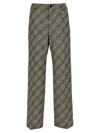 Ambush Check Print Cotton Trousers With Concealed Closure In Multicolor