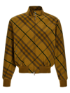 Burberry Check Motif Zip-up Bomber Jacket In Yellow