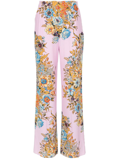 Etro Floral Printed Straight In Pink & Purple