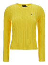 POLO RALPH LAUREN YELLOW TIGHT FIT CREW NECK SWEATER IN COTTON WOMAN