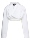 JACQUEMUS 'LA CHEMISE BAHIA' WHITE CROPPED SHIRT IN COTTON WOMAN