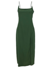 JACQUEMUS 'LA dressing gown NOTTE' MIDI GREEN DRESS WITH LOGO DETAIL AND SPLIT IN VISCOSE BLEND WOMAN