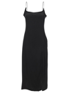 JACQUEMUS 'LA dressing gown NOTTE' MIDI BLACK DRESS WITH LOGO DETAIL AND SPLIT IN VISCOSE BLEND WOMAN