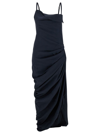 Jacquemus 'la Robe Saudade Longue' Long Blue Draped Dress In Viscose Blend Woman In Blu