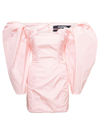 Jacquemus La Robe Taffetas Draped Mini Dress In Pink