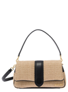 JACQUEMUS 'LE BAMBIMOU' BEIGE SHOULDER BAG WITH LOGO LETTERING DETAIL IN RAFIA AND LEATHER WOMAN