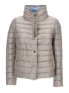 HERNO LIGHT GRAY REVERSIBLE HIGH NECK DOWN JACKET IN TECHNICAL FABRIC WOMAN