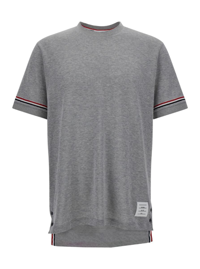 Thom Browne Grey Short Sleeve Crew Neck T-shirt In Cotton Man