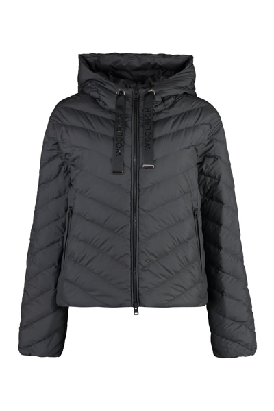 Woolrich Full Zip Down Jacket In Black