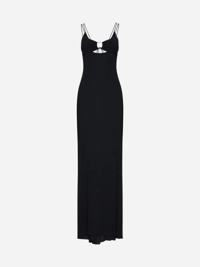 Amazuìn Greta Mesh-detail Maxi Dress In Black